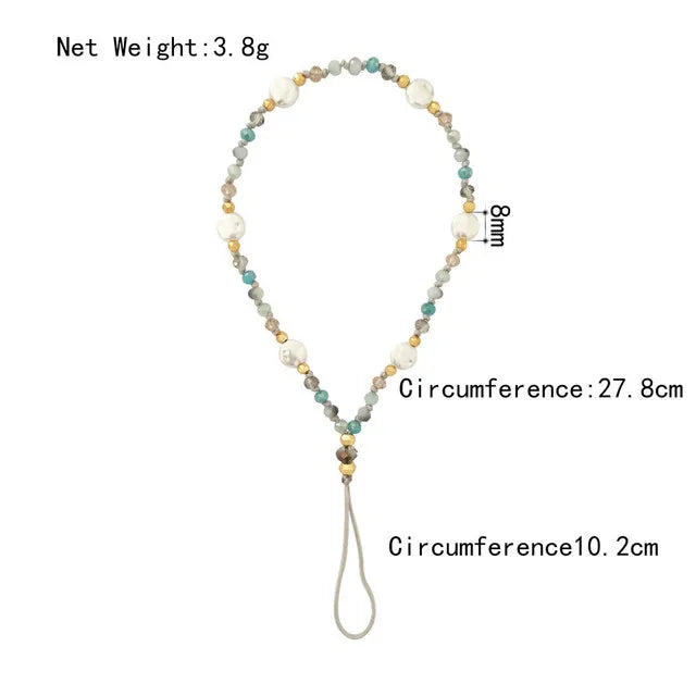Beaded lanyard with measurements on a white background
